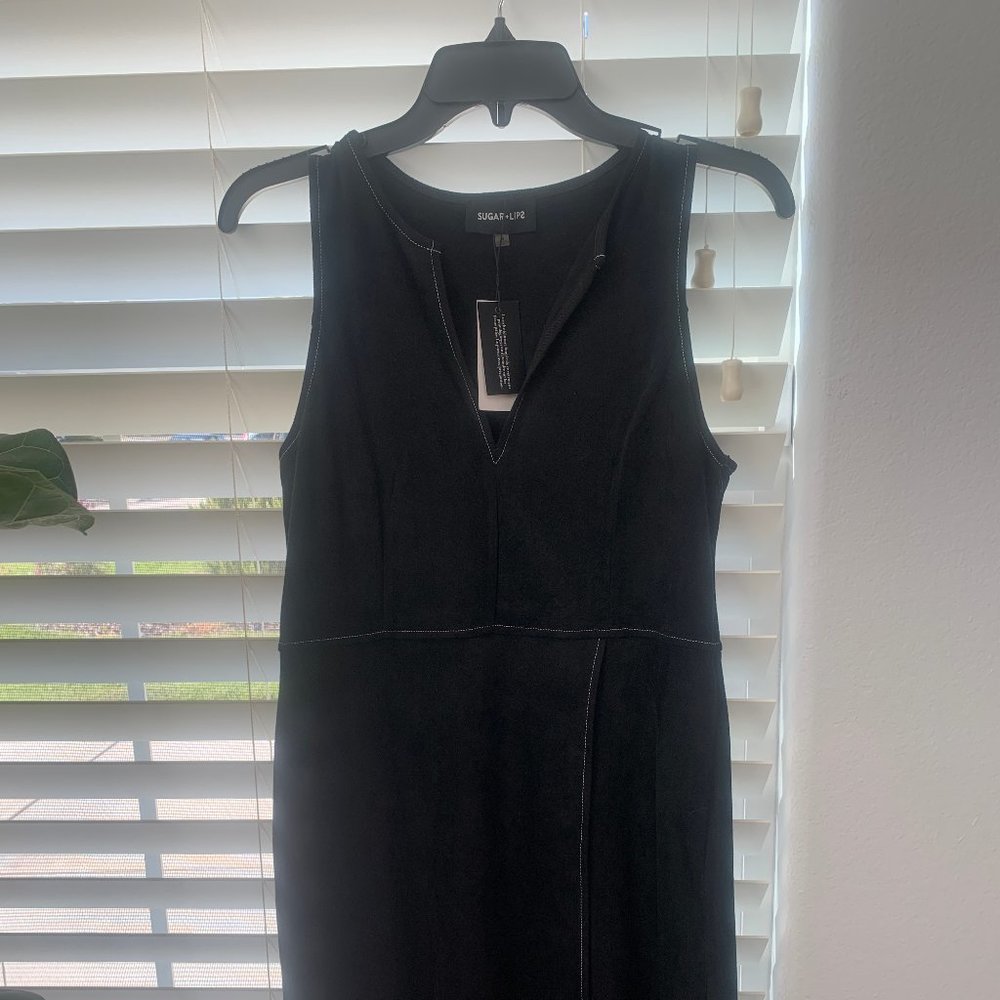 Sugar Lips Black Dress~ White Stitching